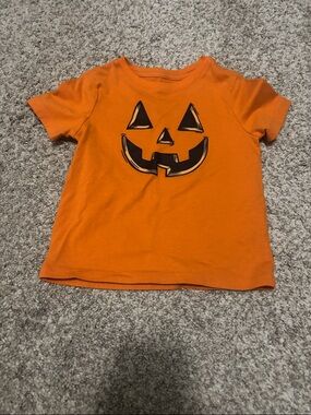 wonder nation Orange Pumpkin Face Short Sleeve Tee